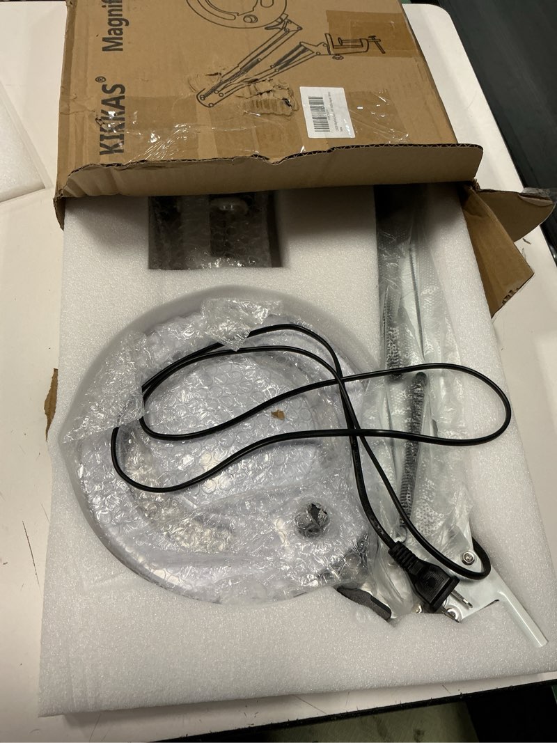 Condition photo showing Good Condition for kirkas 12x&30x magnifying glass with light,2,200 lumens led magnifying lamp with clamp, stepless dimmable real glass lens magnifier, adjustable arm workbench light for close work sewing repair- white white 12x&30x clamp