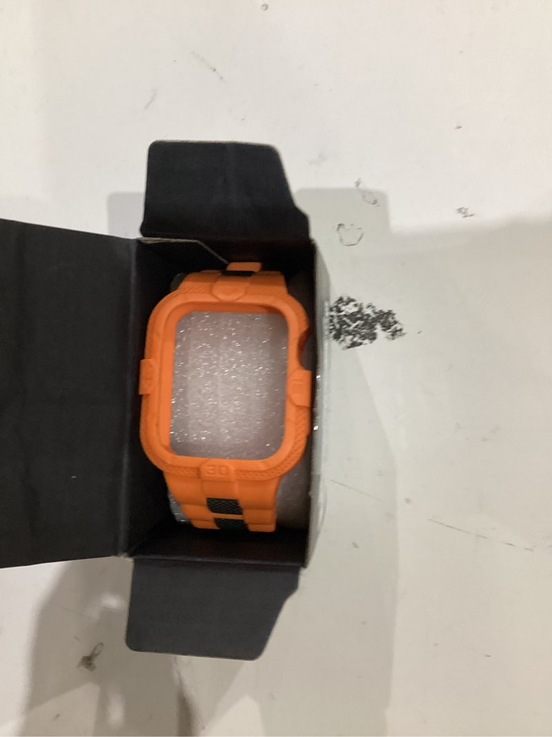 Condition photo showing As Is for gelishi bands compatible for apple watch band 46mm 45mm 44mm 42mm, men sport rugged band with protective case for watch series 11 10 9 8 7/ se 3/2/1/ series 6 5 4 3 orange 45mm/44mm/42mm - series 9/8/7/6/se/5/4/3