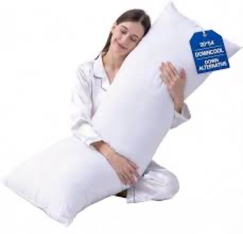 downcool large body pillow insert- breathable full body pillow for side sleeper - soft long bed pill