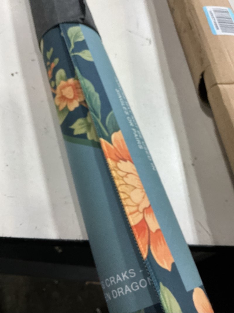 Condition photo showing Good Condition for foilswirl 1 pcs mahjong table mat floral peacock, 33" x 33" green chinoiserie peacock mahjong mat no