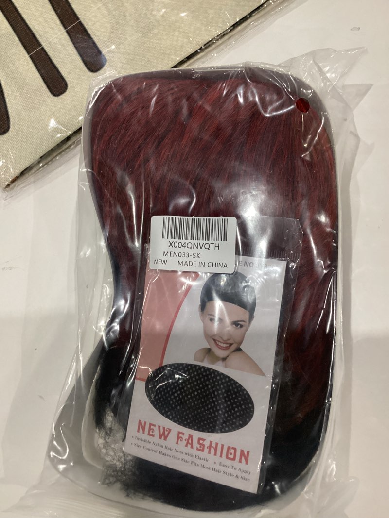 Condition photo showing New/Like New for Black Red Wigs for Men Boy Short Ombre Black Red Wig Heat Resistant Synthetic Wigs for Cosplay Costume Party