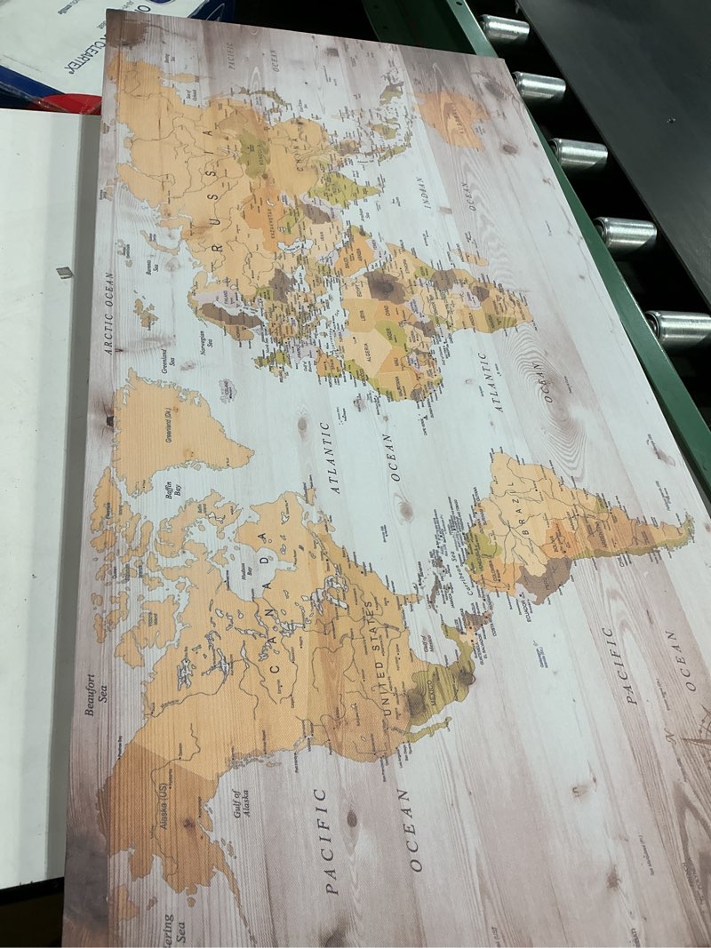 Condition photo showing As Is for (similar )canvas wall art 20“x40 lagre map of the world painting ready to hang framed world map artwork prints for home