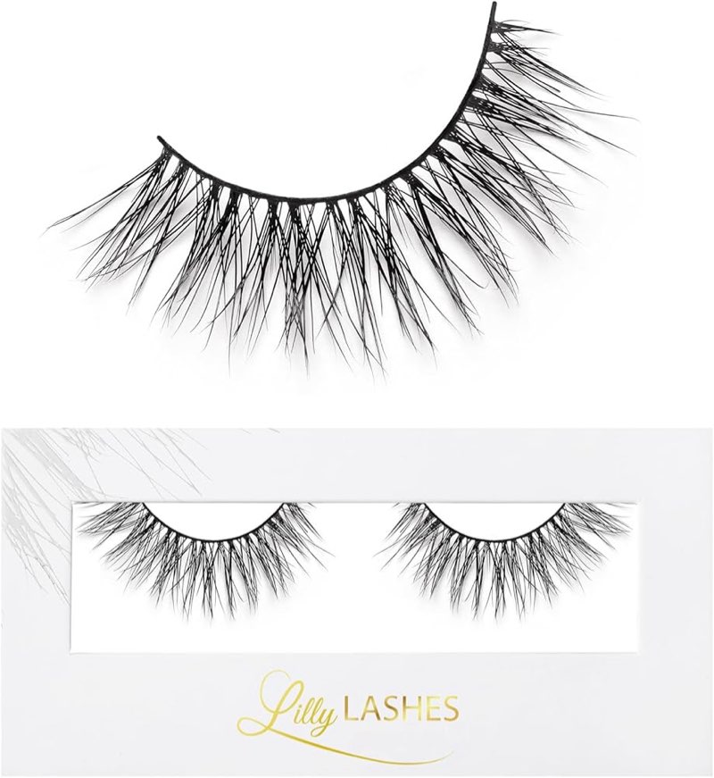 Lilly Lashes Opulence Lite, Wispy Mink Eyelashes, Natural Looking False Eyelashes, 17mm length, Reus