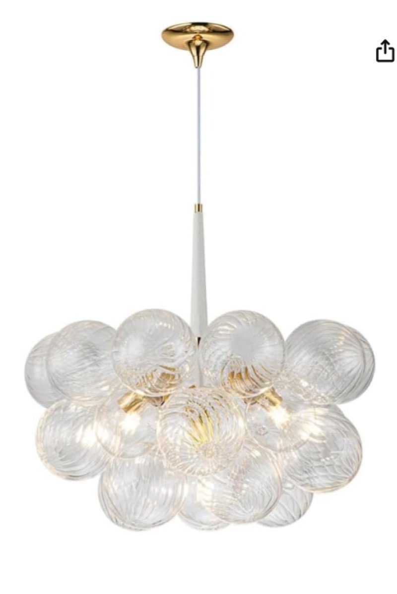 Modern 4-Light  Clear Glass Cluster Bubble Chandelier
