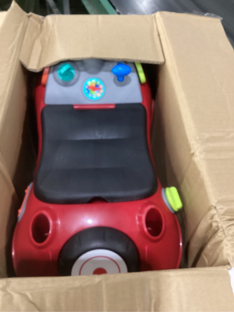 Condition photo showing As Is for radio flyer busy buggy, for toddlers 1-3, 3-in-1 push walker ride on car with 17 sensory activities, anti-tip feature, under-seat storage, horn and gears, 42 lb capacity, toddler ride on toys red