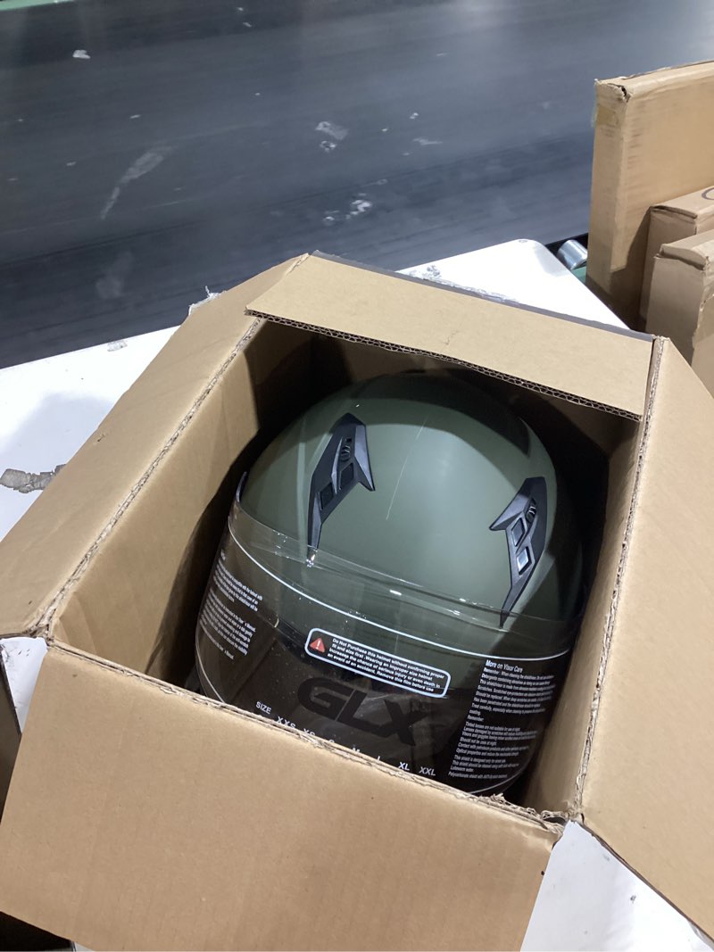 Condition photo showing Good Condition for glx gx11 compact motorcycle helmet - camo, x-large - full face w/ tinted visor, dot approved camo x-large