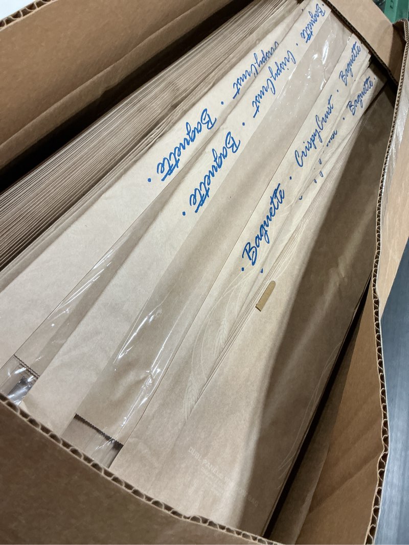 Condition photo showing New/Like New for bagcraft packaging 300883 ecocraft 3 1/2" x 2" x 26" dubl-panel® crispy crust baguette printed bread bag - 500/case