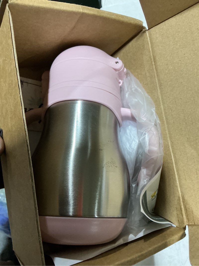 Condition photo showing New/Like New for bakpoco stainless steel sippy straw cup for toddlers 1-3 years old, insulated toddler water bottle baby training tumbler with handles, 8oz kids straw cups for travel, daycare & at home, pink pink 8 ounces
