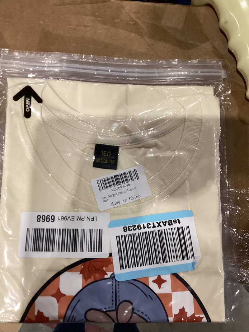 Condition photo showing New/Like New for thanksgiving shirt for boys girls funny turkey pumpkin fall t-shirt cotton sleeve tee 2-12 years gobble apricot 10 years