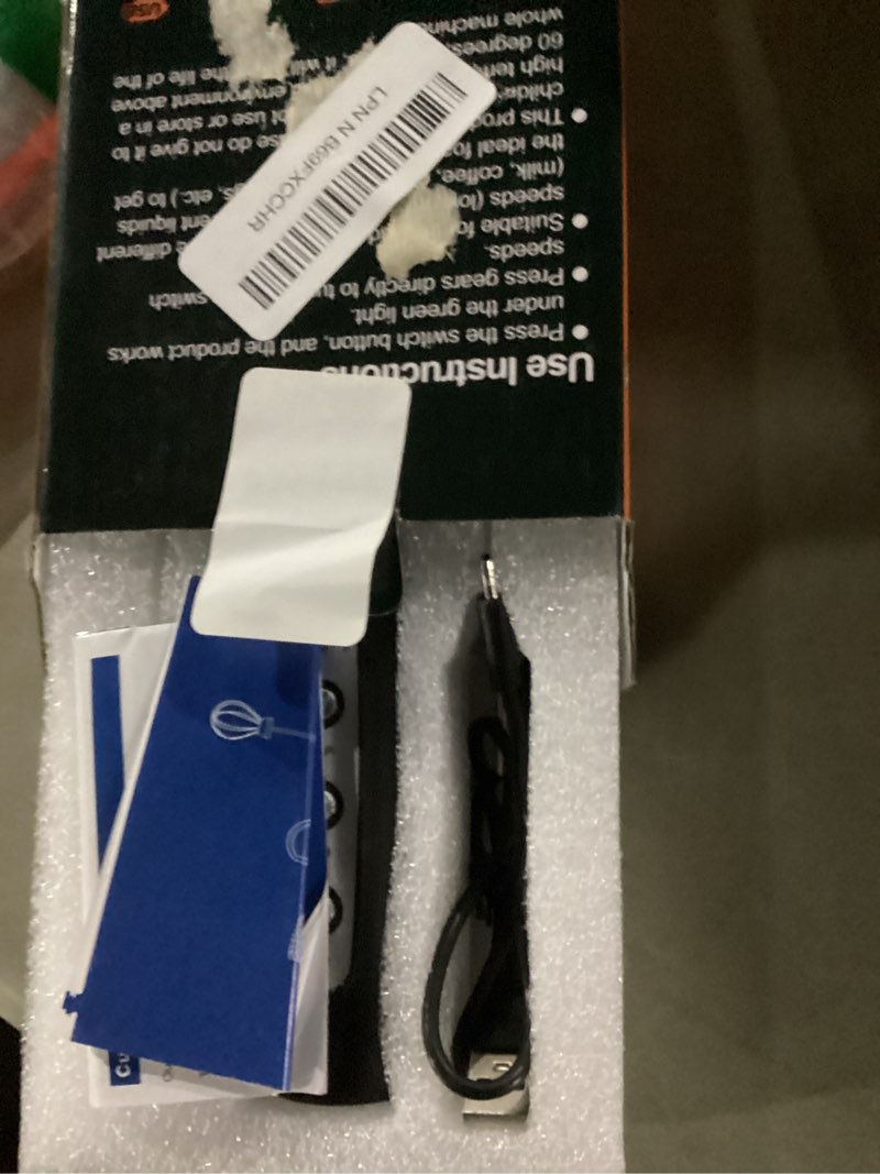 Condition photo showing New/Like New for YUSWKO Black Handheld Milk Frother Wand for Coffee, Rechargeable Electric Whisk with 3 Heads 3 Speeds Drink Mixer Coffee Frother For Latte, Cappuccino, Hot Chocolate, Egg Black Without Stand