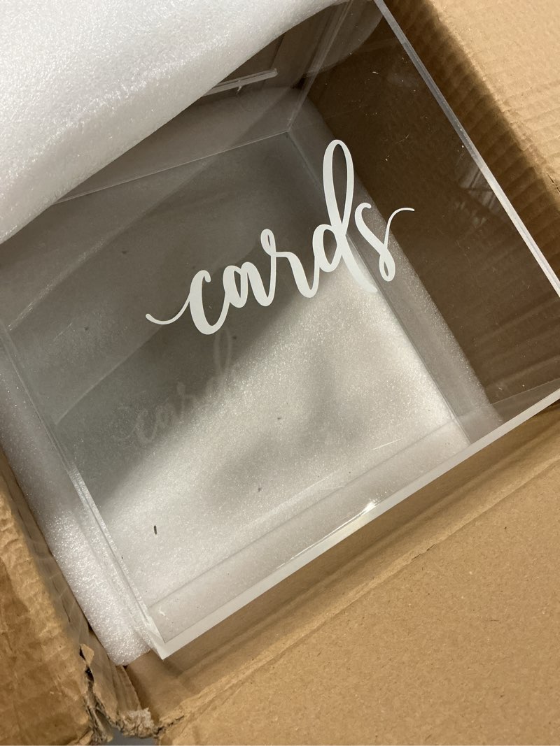 Condition photo showing As Is for hooqict clear acrylic wedding card box with slot large blank gift card boxes for reception, party, wishing well, money box holder, graduation decorations, baby shower style 1