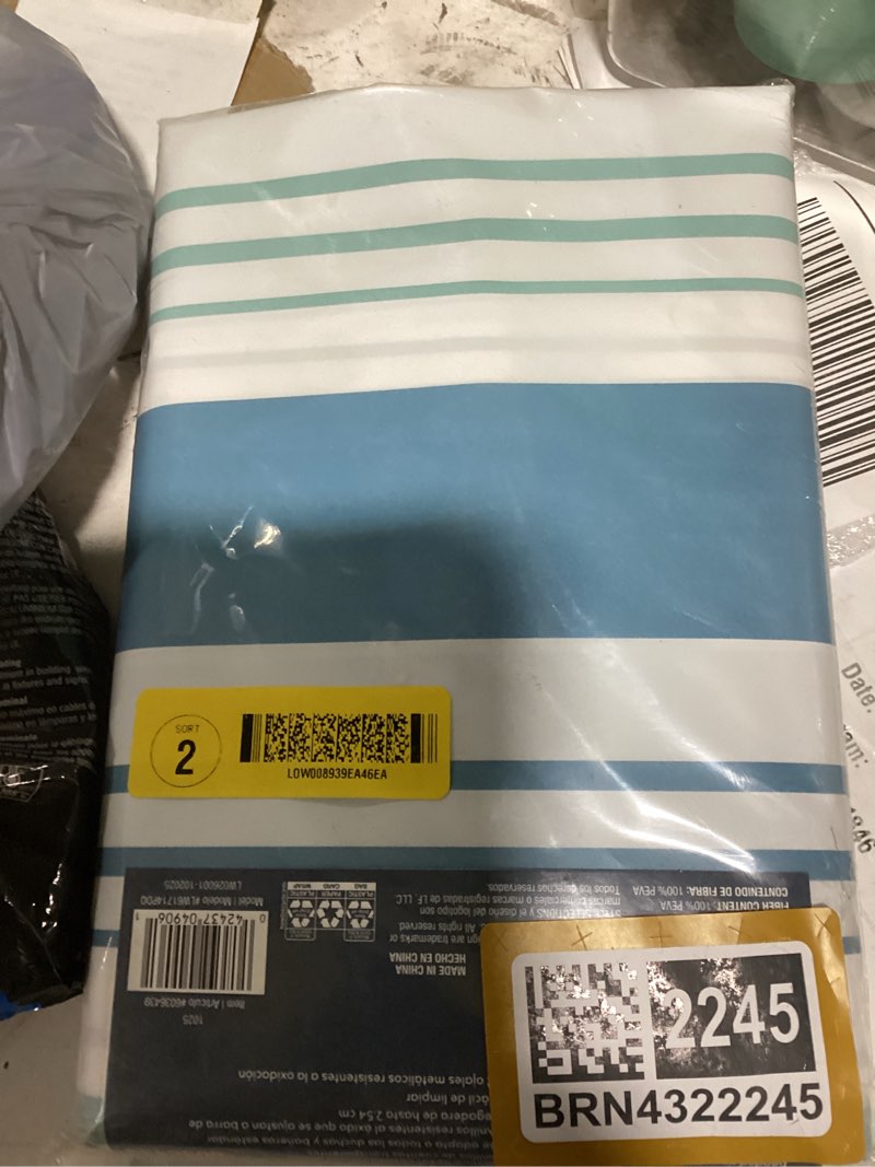 Condition photo showing Good Condition for style selections 70-in w x 72-in l blue stripe eva/peva shower curtain and liner set