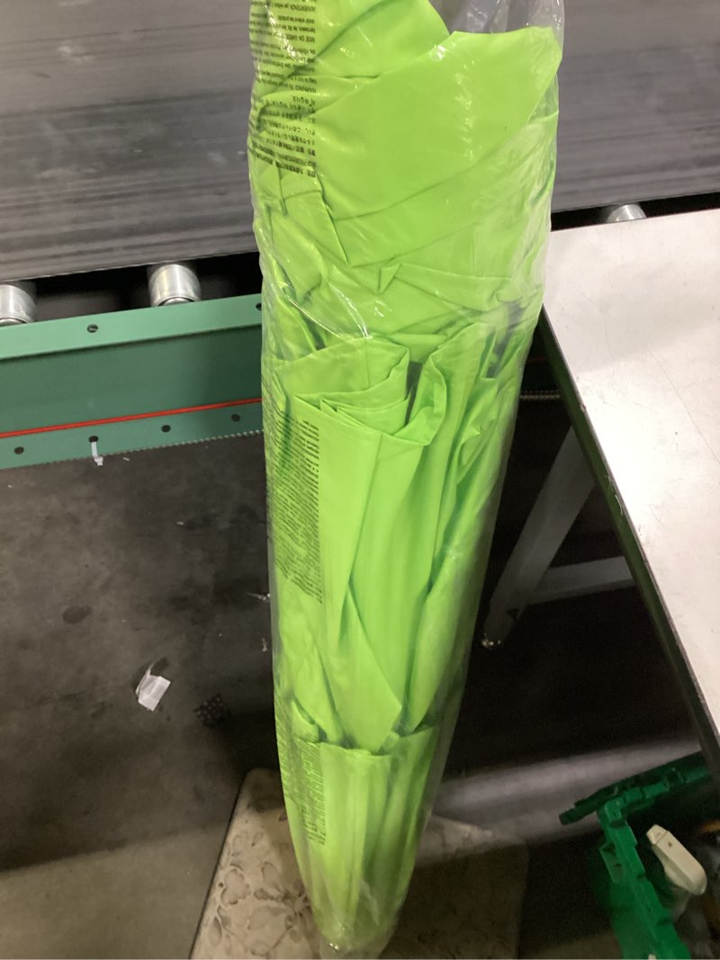 Condition photo showing New/Like New for 10ft 3-tier patio umbrella with 32 solar powered led lights, windproof outdoor market umbrella for deck, poolside & garden, sturdy push-button tilt table umbrella, apple green apple green with led lights