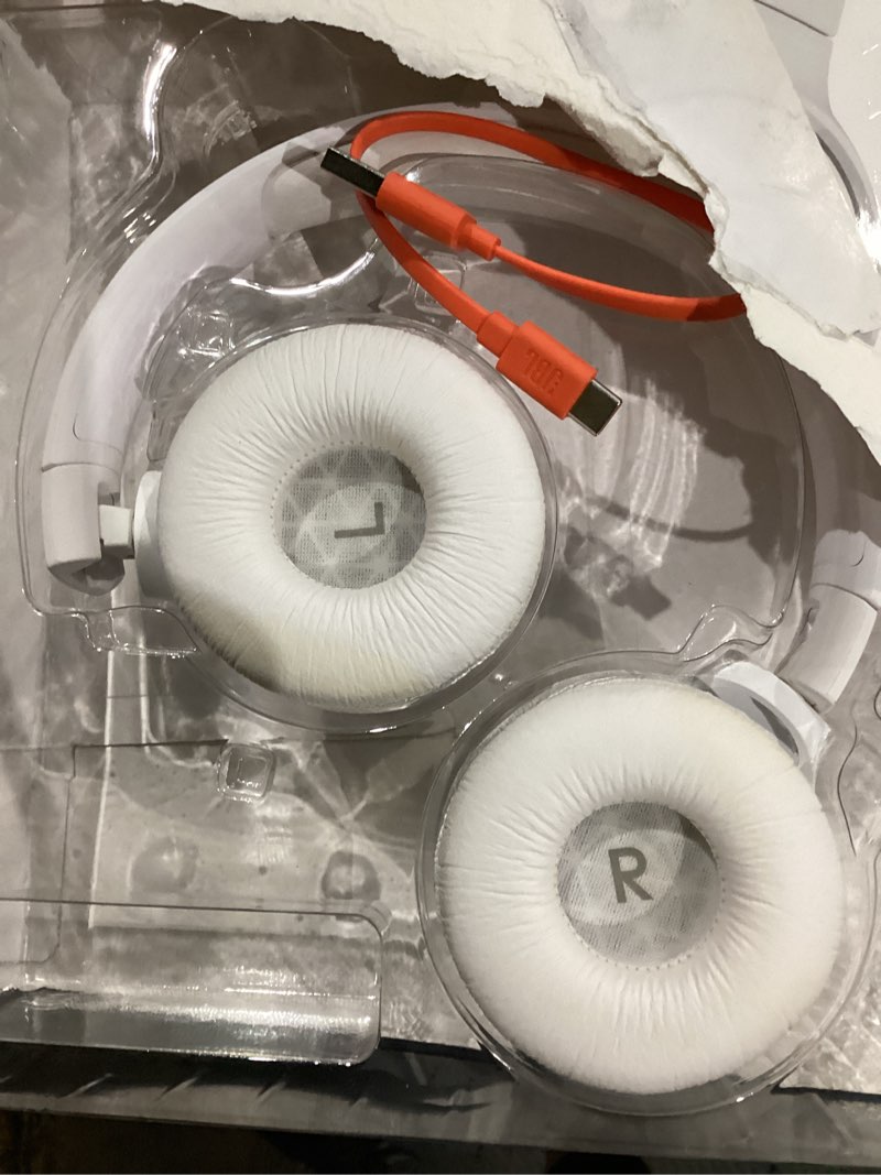 Condition photo showing As Is for JBL Tune 510BT - Bluetooth headphones with up to 40 hours battery, microphone for call, foldable and comfortable, Android and iOs compatible (White) White headphones