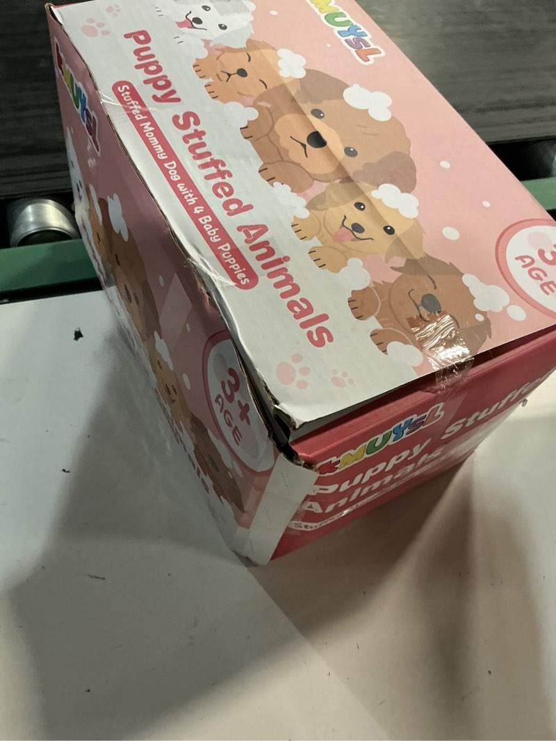 Condition photo showing New/Like New for kmuysl puppy stuffed animals toys for ages 0 1 2 3 4 5 6 7 8+ years old kids - mommy dog with 4 baby puppies in her tummy, idea xmas birthday gifts for baby, toddler, girls, boys puppy stuffed animals set
