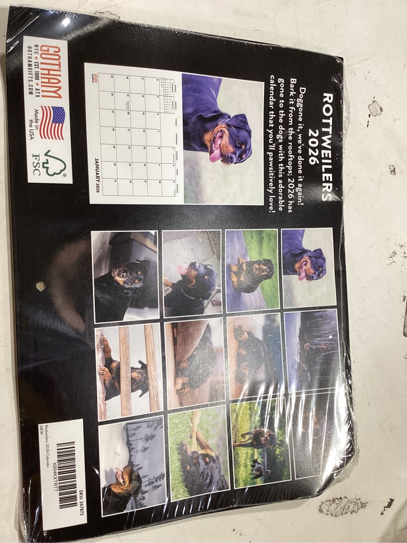 Condition photo showing New/Like New for rottweiler calendar 2026 wall 12 month monthly rottweilers gifts for rottweiler lovers women men mom dad | american made in the usa rottweiler 2026