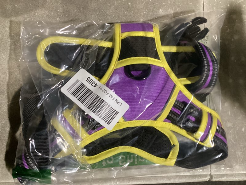 Condition photo showing Good Condition for rabbitgoo dog harness no pull with 2 leash clips, adjustable soft padded, reflective oxford no choke pet vest with easy control handle for large dogs, purple & yellow, l large purple & yellow