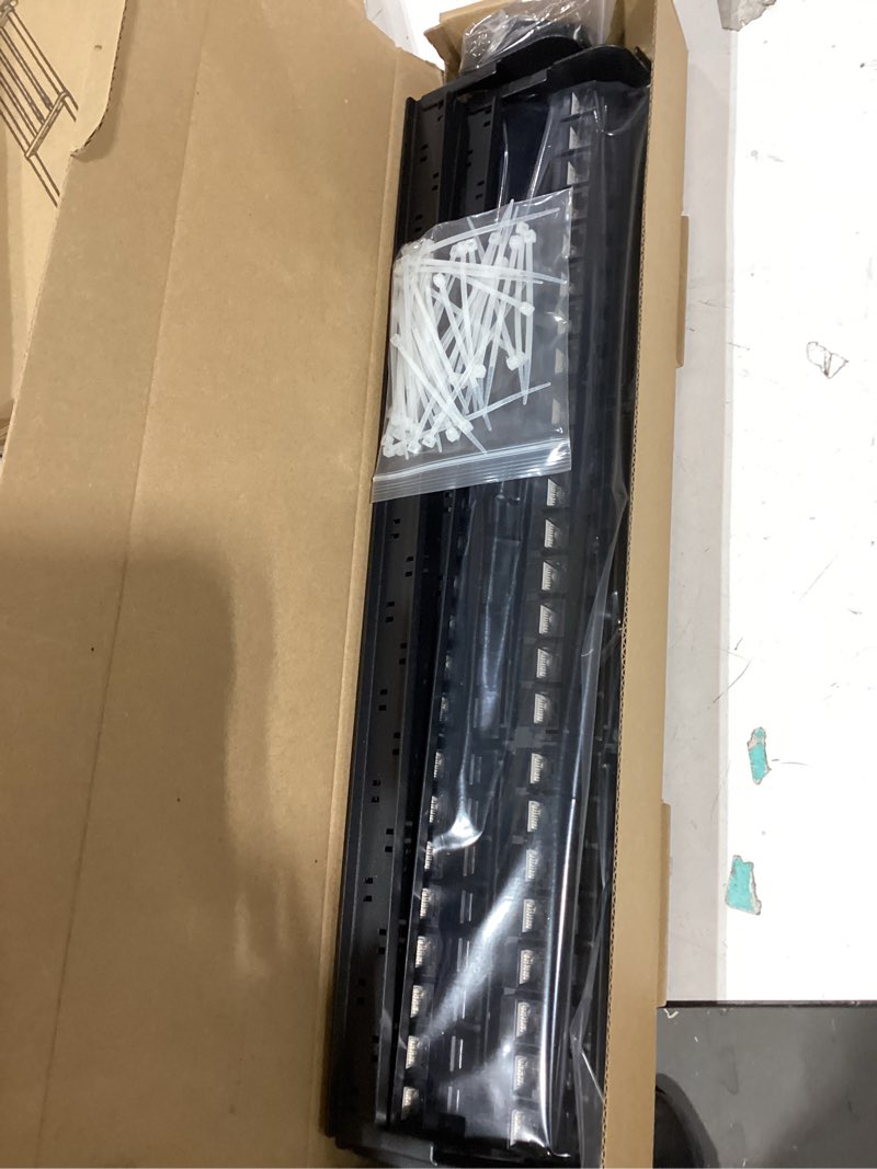 Condition photo showing As Is for Jadaol [UL Listed] 48 Port Patch Panel Rackmount or Wall Mount 19-Inch, 2U Cat 6 Network Panel Preloaded with 48 Keystone Couplers Plus 2 Spare, 10Gbps Ethernet Panel with Cable Management & Back Bar Cat6 48Port