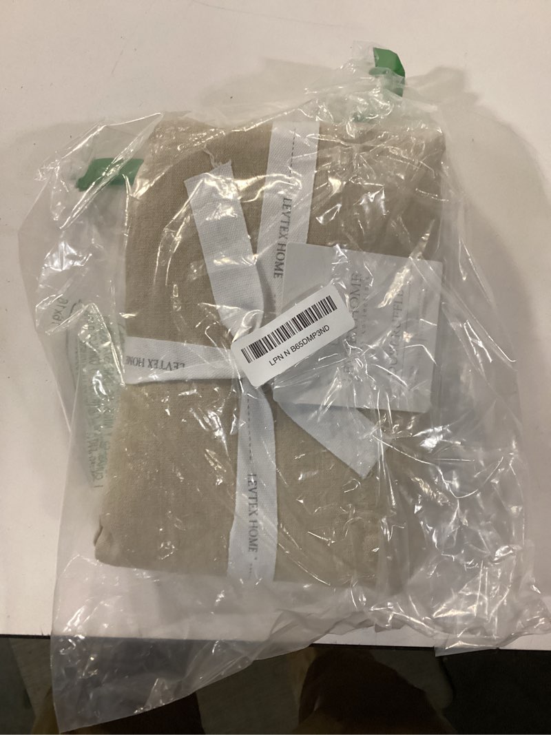 Condition photo showing New/Like New for levtex home queen size faux linen dust ruffle, 16-inch drop with box pleat queen linen