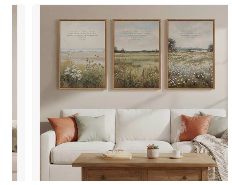 Framed Vintage Christian Wall Art Set of 3, Large Rustic Landscape Scripture Canvas Prints, Neutral 