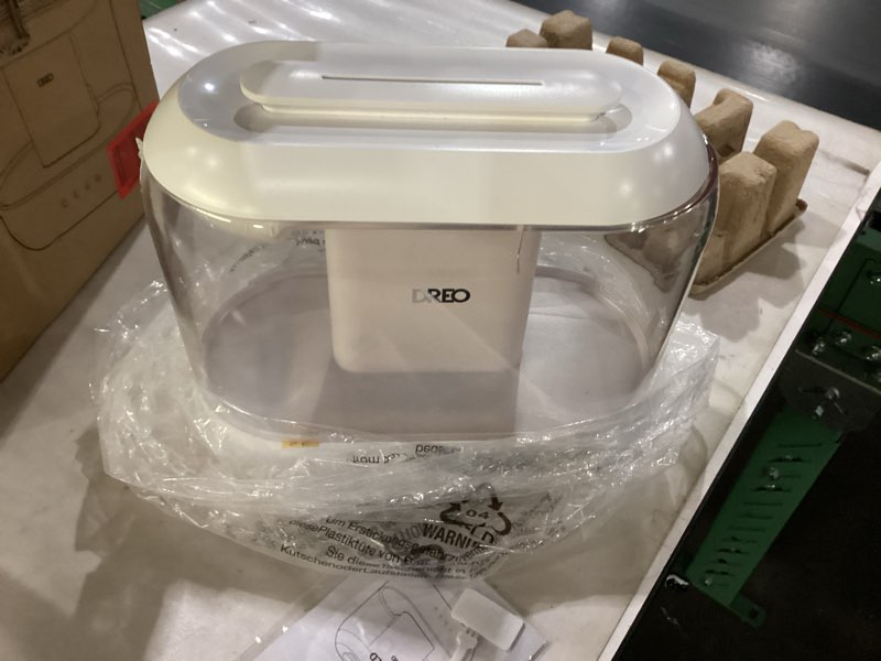 Condition photo showing As Is for Dreo Humidifiers for Bedroom, 4L Top Fill for Large Room, 36H Runtime, 28 dB Quiet Supersized Cool Mist Air Humidifier for Baby Nursery, Plants, Indoor, Night Light, Easy to Clean & Fill White Standard