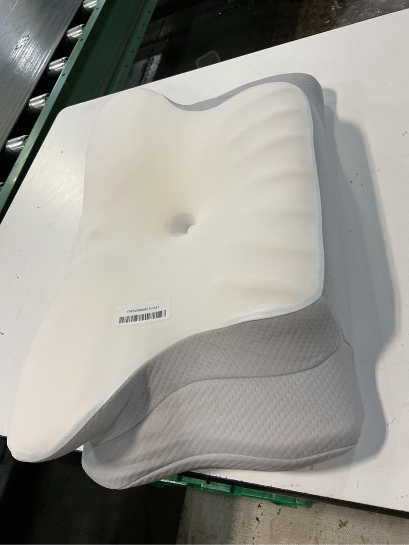 Condition photo showing Good Condition for cervical neck pillow for pain relief - ergonomic memory foam pillows for sleeping, cooling side sleeper pillow for neck support, contour orthopedic bed pillow for back stomach sleepers white