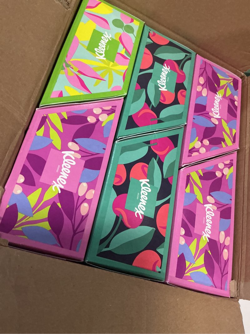 Condition photo showing New/Like New for kleenex disposable paper hand towels, 6 boxes, 60 tissues per box (360 total tissues), packaging may vary 60 towels (pack of 6) white