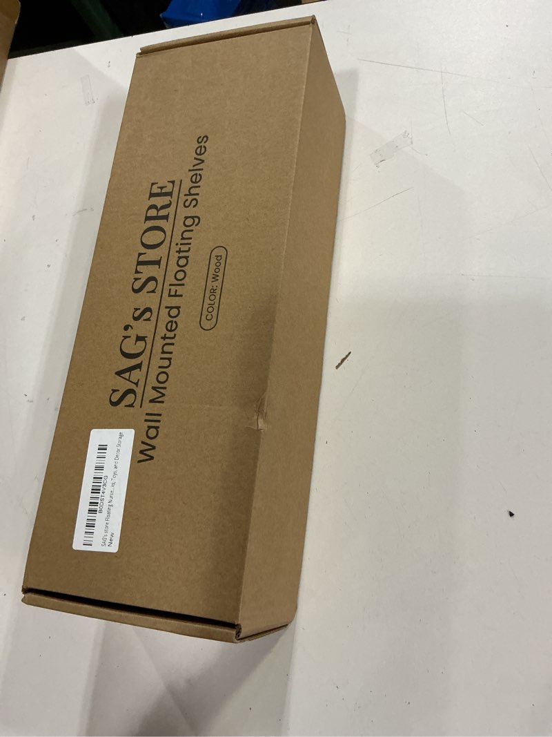 Condition photo showing New/Like New for SAG's store Floating Nursery Shelves - Set of 3 Natural Wood Wall-Mounted Bookshelves for Kids Room, Baby Room, Nursery Decor - 15.7" Wide, Solid Wood Shelves for Books, Toys, and Decor Storage