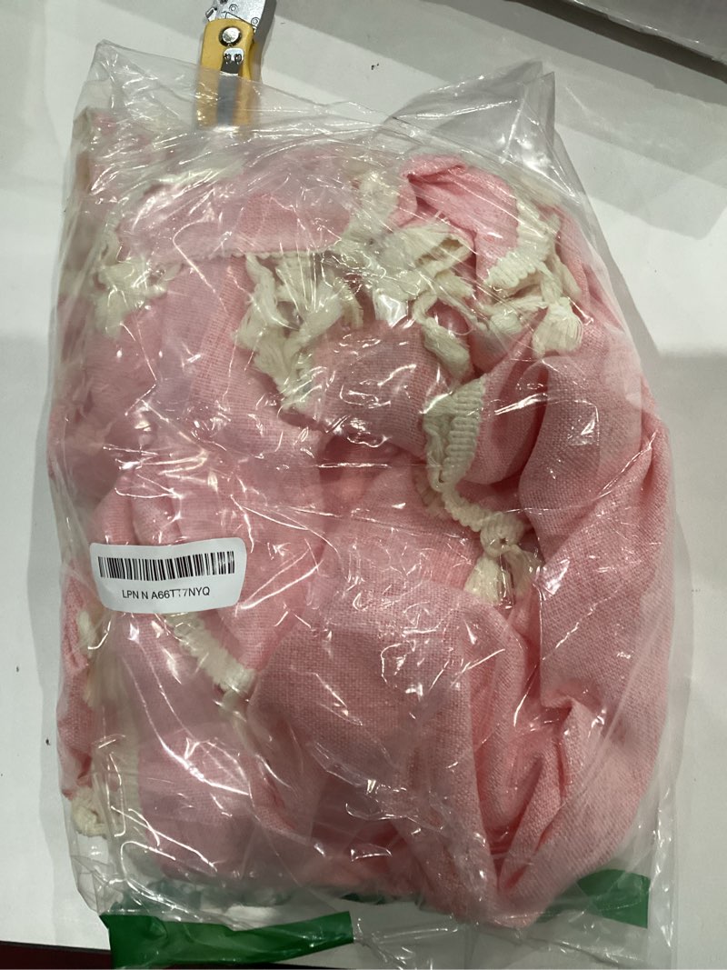 Condition photo showing As Is for Linen Tablecloth with Tassels, Farmhouse Style Pink Tablecloth, Water Resistant Burlap Tablecloths for Rectangle Table, 52x70 Inch Pink Tassel/Pink 70" x 52" (Rectangular)