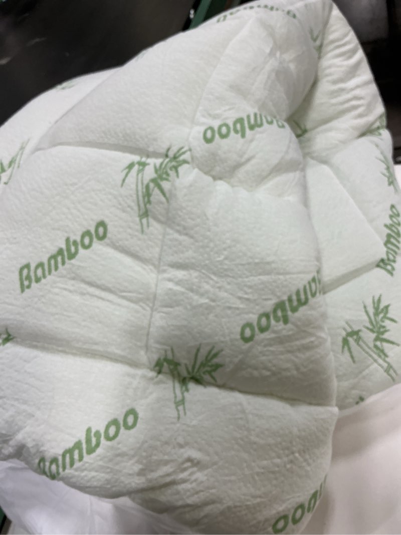 Condition photo showing As Is for Ultra Soft Queen Size Mattress Topper - Viscose Made from Bamboo Pillow Top Mattress Pad for Back Pain Relief - Naturally Cooling for Hot Sleepers, Green Green Queen