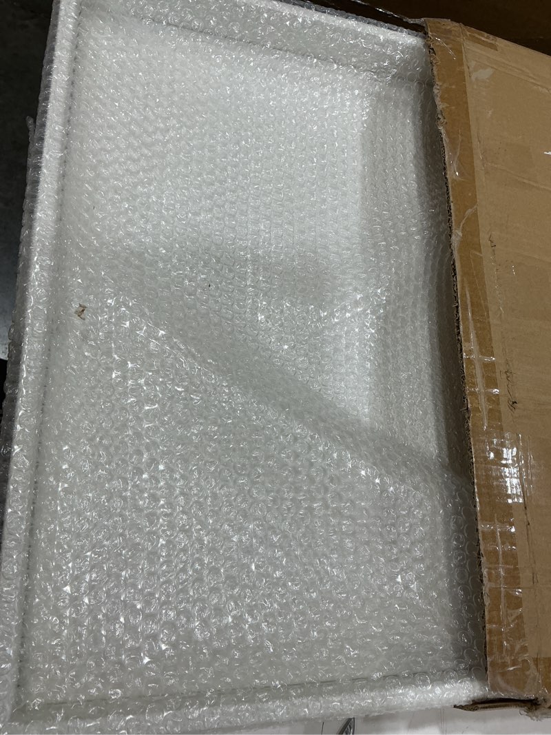 Condition photo showing Good Condition for hanobe square large ottoman tray: extra large white serving tray for ottomans big leather decorative tray with handles for coffee table living room 22" x 22" 21.7" x 21.7" x 2.1" white