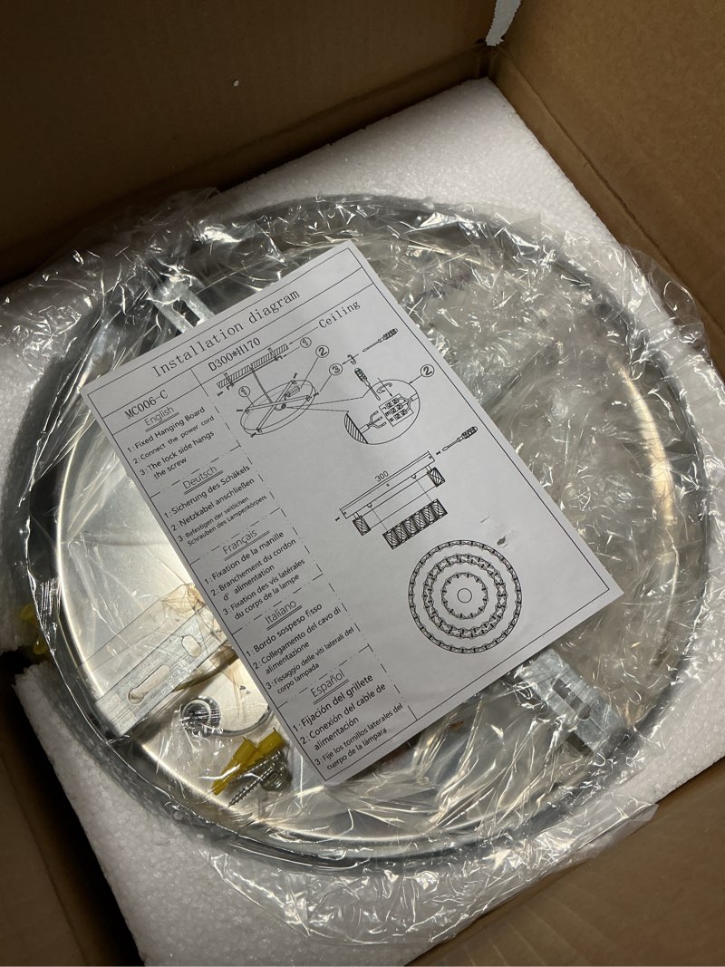 Condition photo showing New/Like New for LEONTYNE 12 Inch Mini Chandelier LED Crystal Ceiling Light 2 Layers Flush Mount Ceiling Light Modern Chandeliers Lighting for Bedroom Hallway Staircase Kitchen Bathroom (6000K Cool White) Round-Cool