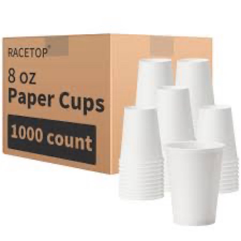 racetop coffee cups 8 oz [1000 count], paper cups 8 oz disposable, ideal for party, home, office