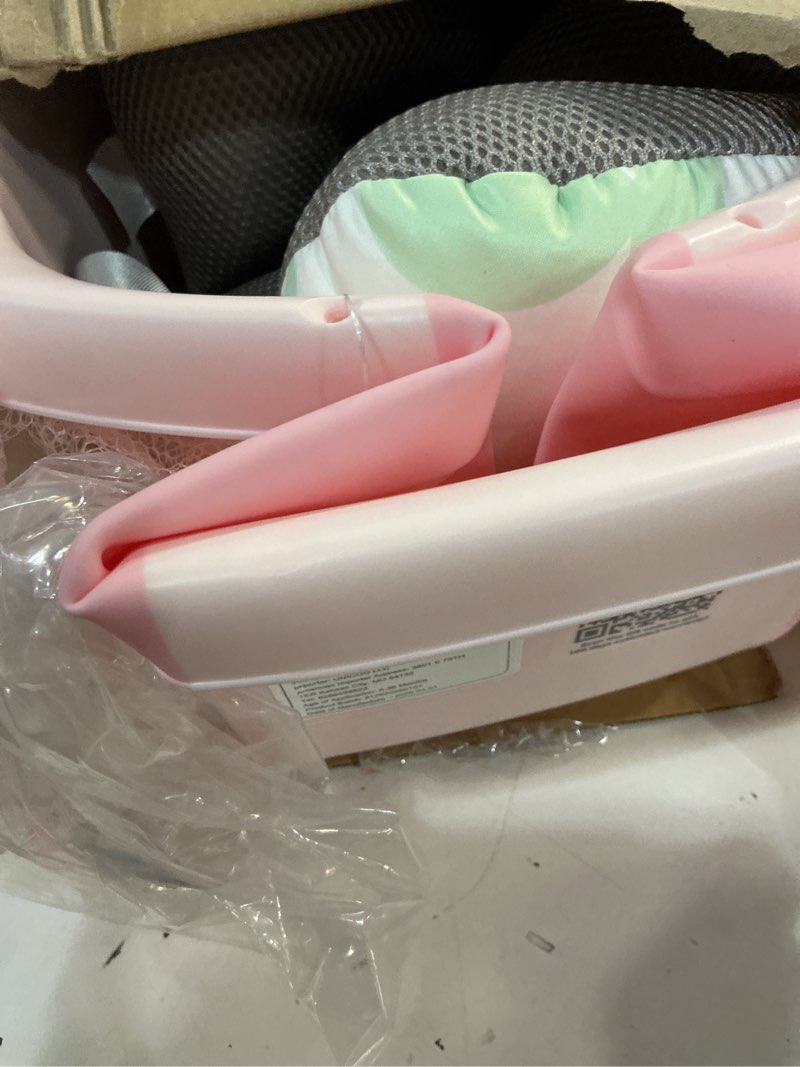 Condition photo showing As Is for collapsible baby bathtub - large baby bath tub with thermometer & cushion | travel portable newborn infant bathtub | foldable toddler bathtub for baby 0 to 36 months (pink)