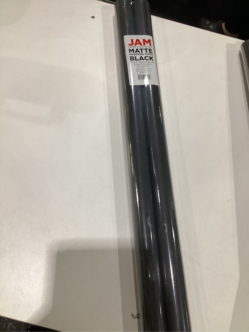 JAM Paper Gift Wrap - Matte Wrapping Paper - 50 Sq Ft Total (30 in x 10 Ft Each) - Matte Black - 2 R