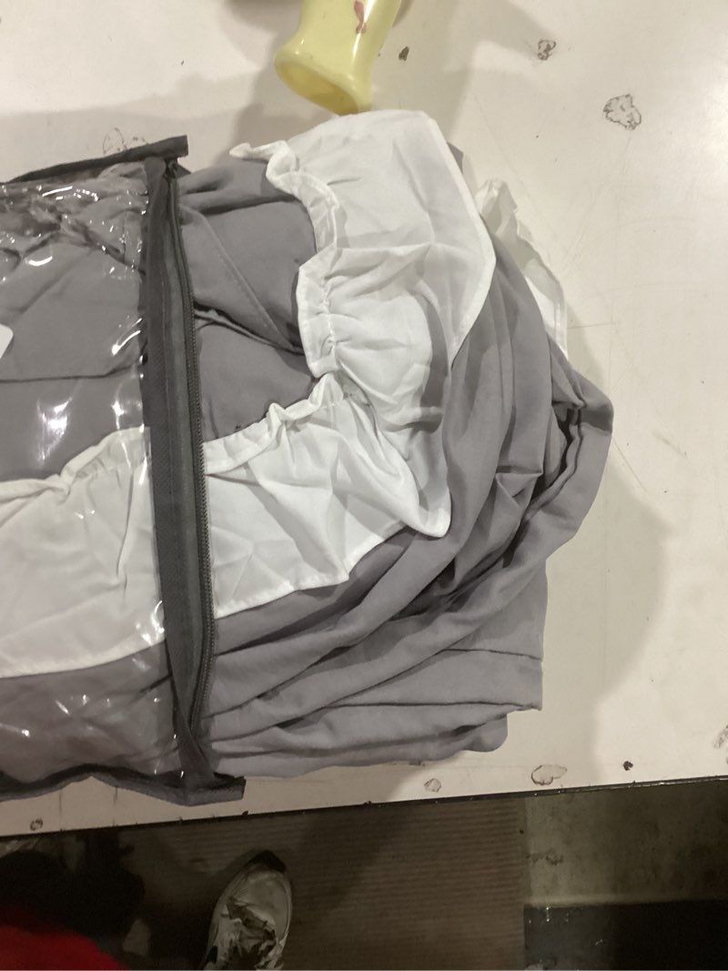 Condition photo showing Good Condition for Shabby Chic 2 Pieces Bedding,Vintage Ruffled Twin Duvet Cover Set with 2 Layers Ruffles,Soft Brushed Microfiber Set with Zipper Closure,Lightweight Duvet Cover Set-Cream Grey,Twin Cream Grey Twin