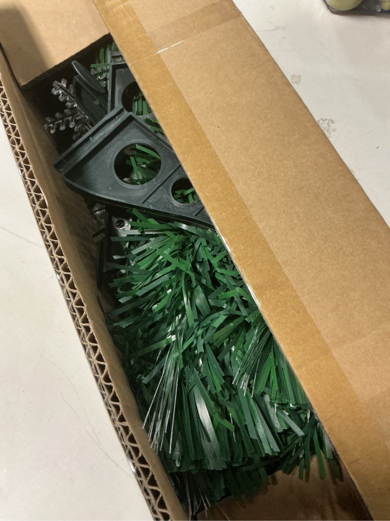 Condition photo showing Good Condition for Juegoal 3 ft Pre-Lit Green Artificial Christmas Tree, Lighted Optical Fiber Table Mini Xmas Trees with Color Changing Lights, Snowflakes & Top Star, Fake Multicolored Tree for Festive Party Holiday