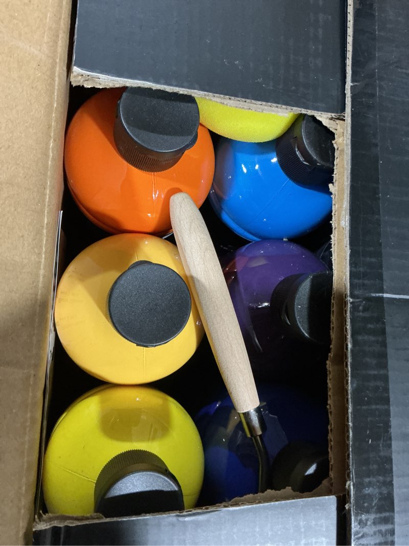 Condition photo showing New/Like New for Nicpro 14 Colors Large Bulk Acrylic Paint Set (16.9 oz,500 ml) Rich Art Painting Supplies, Non Toxic for Multi Surface Rock Canvas Wood Ceramic Leather Fabric Craft, for Adult with Color Wheel 14 Colors 16.9 Fl Oz (Pack of 14)