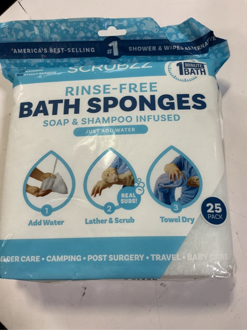 Condition photo showing New/Like New for carebath case of 40 rinse-free bathing sponges – 25-pack each – 1,000 wipes total – for hospitals, shelters & home care providers – unscented for institutional use