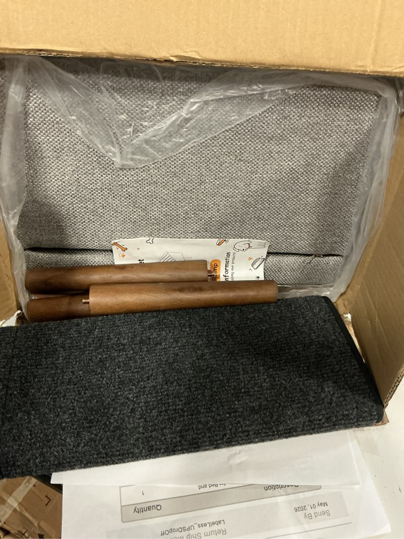 Condition photo showing Good Condition for 2-in-1 dog ramp and stairs for bed and couch, 17 inch high,foldable ottoman ramp with non-slip replaceable carpet, joint relief for small and large dogs gray