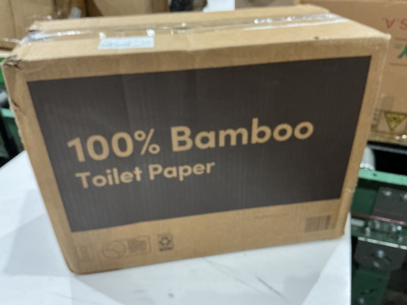 Condition photo showing New/Like New for amazon aware 100% bamboo 3-ply toilet paper, unscented, 24 rolls, fsc certified, 350 sheets, 8400 count, pack of 24, plastic-free