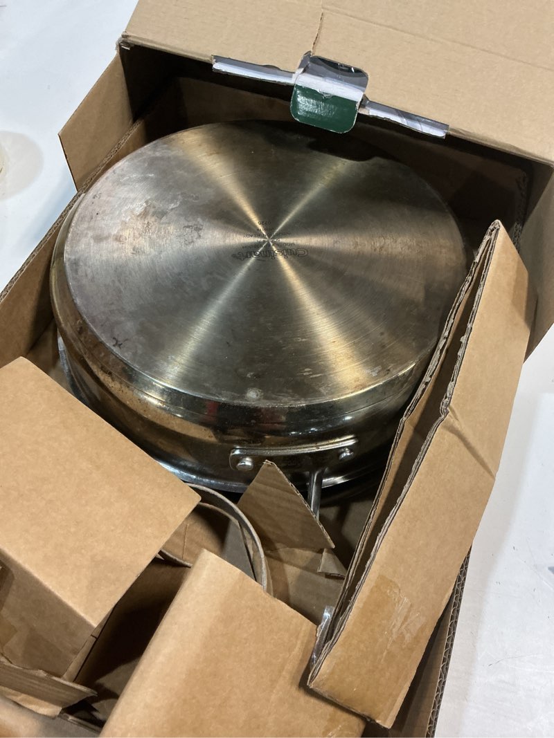 Condition photo showing As Is for Cuisinart FusionPlus Nonstick Stainless Steel Cookware, 5-Quart Sauté Pan with Cover and Helper, PFAS-Free PURELYSEAR Ceramic Non Stick Technology, Scratch Proof, Cool Grip Handles, Dishwasher Safe 5-quart Saute Pan