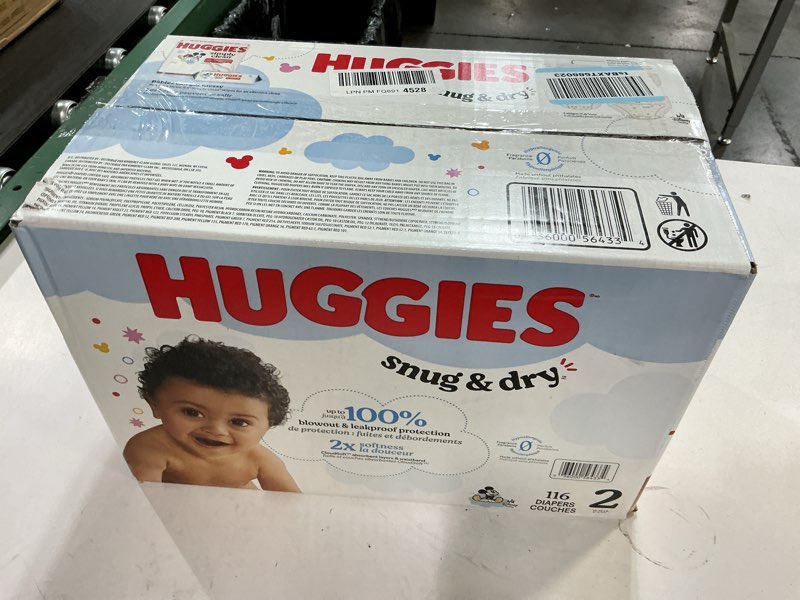 Condition photo showing New/Like New for huggies size 2 diapers, snug & dry baby diapers, size 2 (12-18 lbs), 116 count, packaging may vary size 2 116