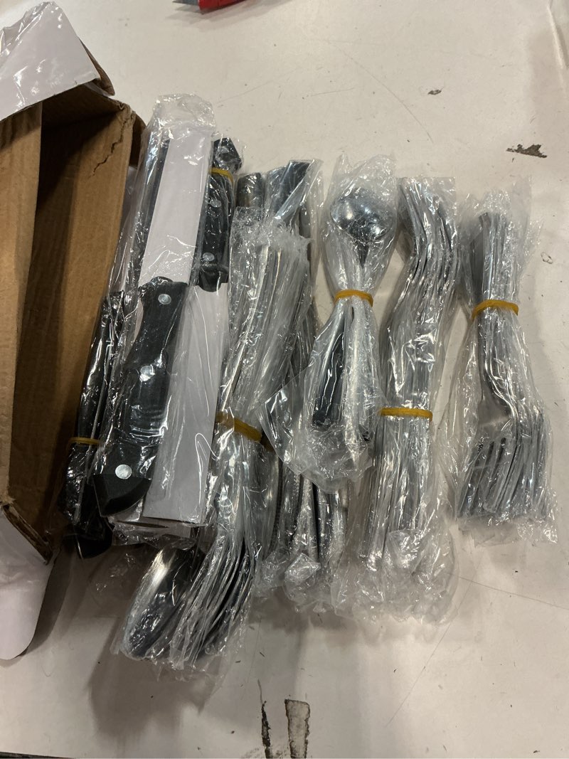 Condition photo showing Good Condition for HIWARE 48-Piece Silverware Set with Steak Knives for 8, 18/8 Stainless Steel Flatware Cutlery Set For Home Kitchen Restaurant Hotel, Kitchen Utensils Set, Mirror Polished, Dishwasher Safe