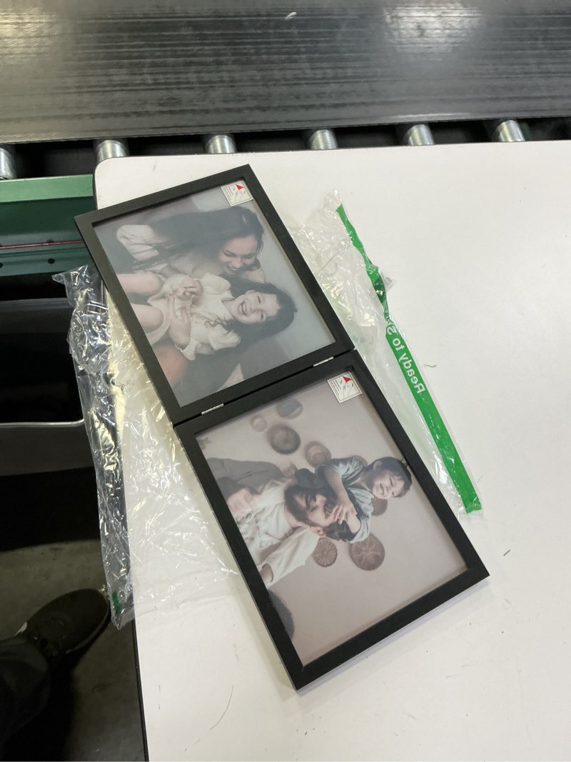 Condition photo showing Good Condition for 8x10 Picture Frames Double Black Photo Frame Folding Vertical Stand Display Side by Side Black 8x10