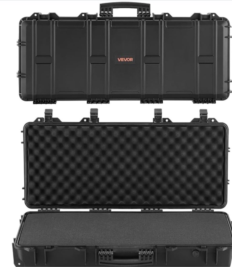 vevor rifle case, rifle hard case with 4 layers fully-protective foams, lockable hard gun case with wheels, ip67 waterproof & crushproof, for rifles or shotguns