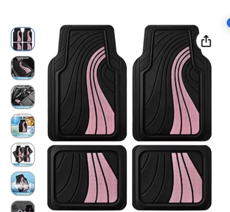 road comforts car floor mats full set – front & rear car floor mats with aluminum design, anti-slip backing, all-weather protection, trim-to-fit car mats for most sedans, suvs & vans - pink