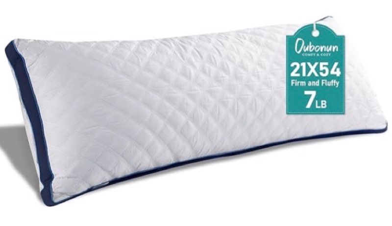 oubonun premium adjustable loft quilted body pillows - firm and fluffy pillow - quality plush pillow - down alternative pillow - head support pillow - 21"x54"