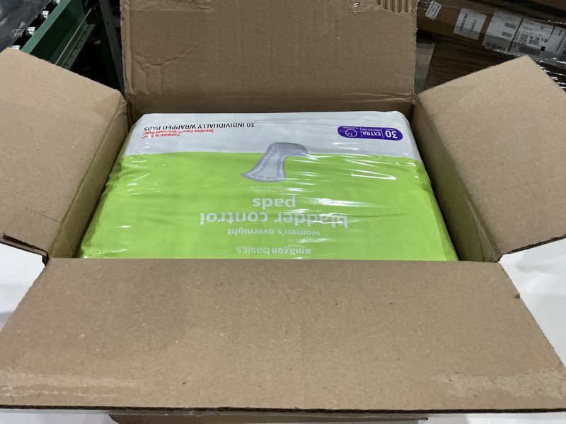 Condition photo showing New/Like New for amazon basics incontinence pads for women, bladder control, postpartum, overnight absorbency, unscented, 60 count (2 packs of 30) pack of 2 60.0