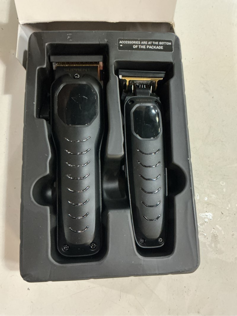 Condition photo showing Good Condition for suprent cordless hair clippers for men - professional hair clipper & trimmer set, wireless hair cutting kit for family, rechargeable cordless hair & beard trimming set for men with led display (black)